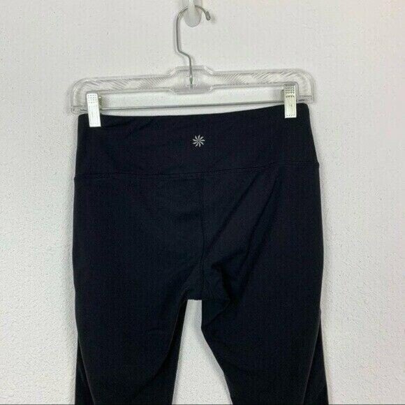 Athleta Black Colorblock Stripe Leggings Stretch Activewear Small Ankle Zipper - Picture 5 of 7